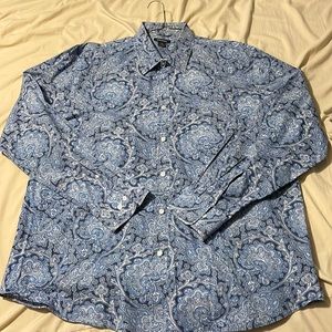 XL Blue Paisley Mens Dress Shirt
